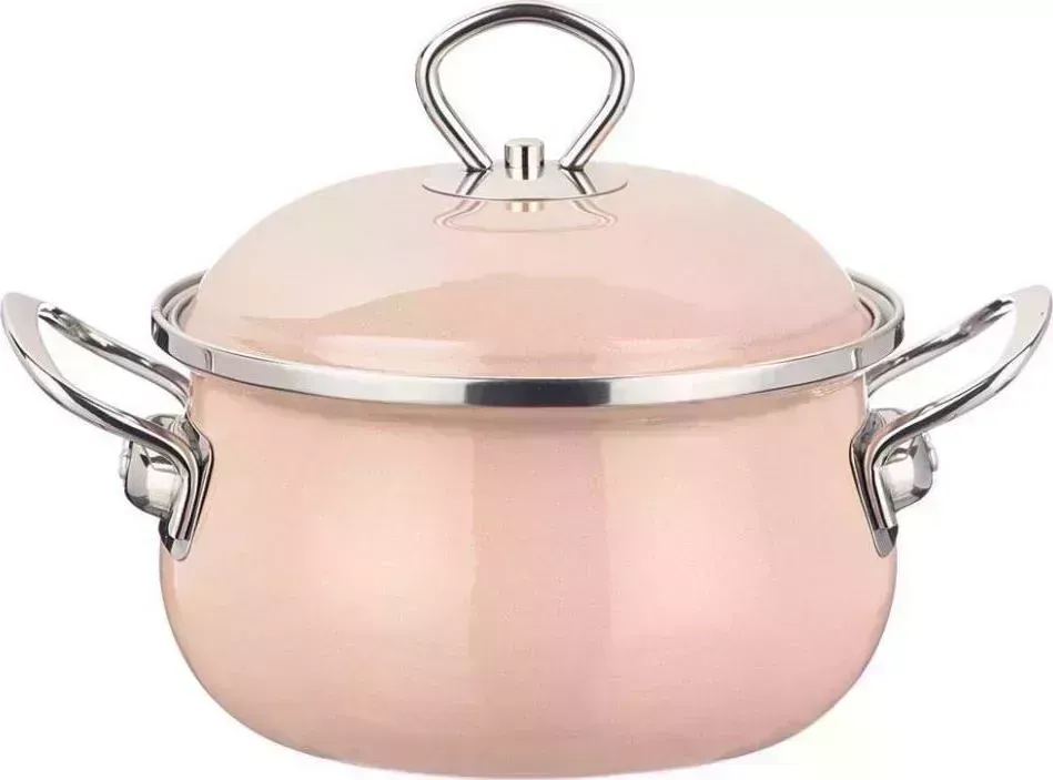 Кастрюля AGNESS 901-095 DELUXE эмал. 2,0л розовый