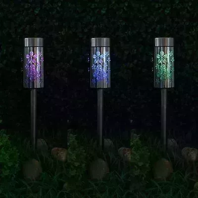 Фонарь INBLOOM на солн. бат. 6х41,5см LED1*RGB IP44 1*1.2V Ni-MH AAA600mAH 2.1v35мА, металл, пласт. 475-297 бат