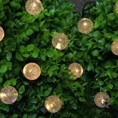 Гирлянда INBLOOM на солн. батарее, 10LED, 4м, шампань, 2 реж, шар, ПВХ зел, 2V60mA, 1.2V600mAh 185-063 батарее 2