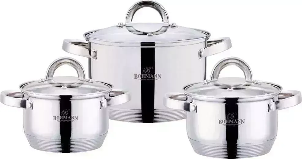 Набор посуды BOHMANN BH - 06-295 / 6пр / 2,1л; 2,9л; 3,9л / Дно 9-ти шаговое (х4) BH - / / /