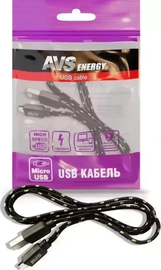 Кабель AVS MR-321 micro USB (1м) (плоский текстиль)