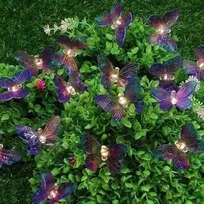 Гирлянда INBLOOM на солн. батарее, 25LED, 7м, шампань, 2 реж, бабочка,ПВХ зел, 2V80mA, 1.2V600mAh 185-058 батарее 2