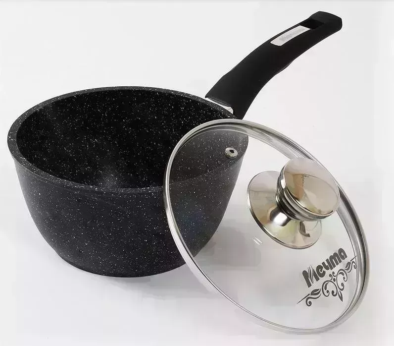 Ковш МЕЧТА 82802 Гранит black 1.7л с несъемной ручкой и стекл. Крышкой