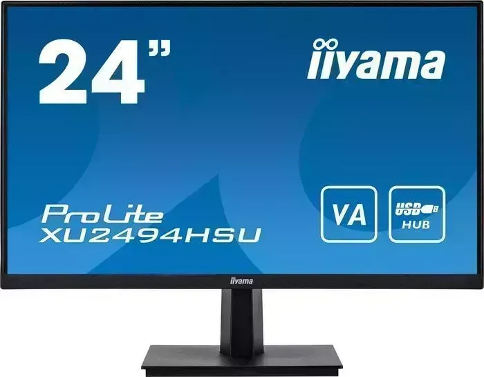 Монитор Iiyama 23,8" ProLite XU2494HSU-B1 1920x1080@75 Гц VA 16:9 3ms VGA HDMI DP 2*USB2.0 80M:1 3000:1 178/178 250cd Tilt Sp(XU2494HSU-B1)
