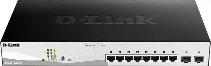 Коммутатор D-Link DGS-1210-10MP/F1A 8G 2SFP 8PoE 130W настраиваемый