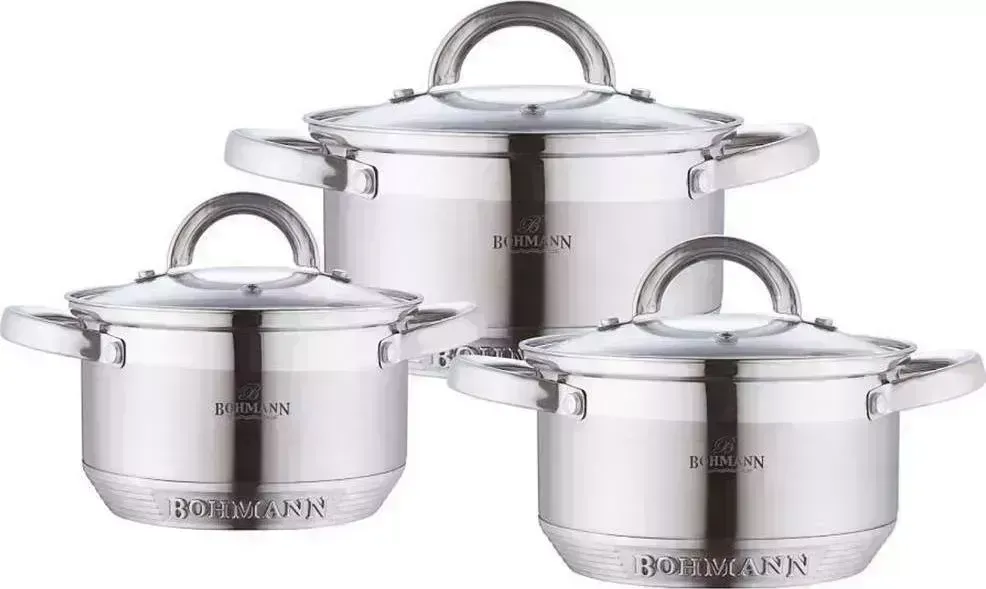 Набор посуды BOHMANN BH - 0715/ 6пр./ст.к./ 2,9л,3,9л,5,0л/7-ми шаговое дно (х4)