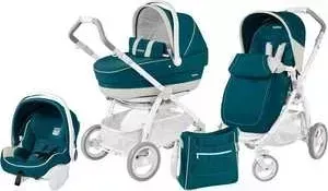 Коляска 3 в 1 PEG-PEREGO 3 в 1 Book Plus Pure с шасси Book White (Mediterranea) (морская волна)