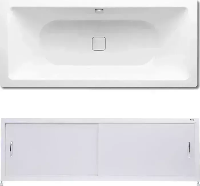 Стальная ванна Kaldewei Conoduo 733 Easy-Clean 180x80 с экраном Emmy Бланка и ножками