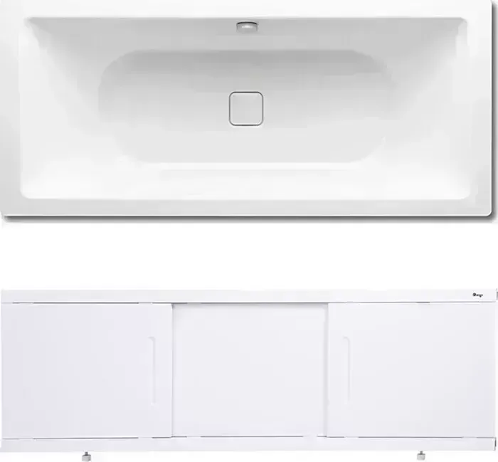 Стальная ванна Kaldewei Conoduo 733 Easy-Clean 180x80 с экраном Emmy Соната и ножками