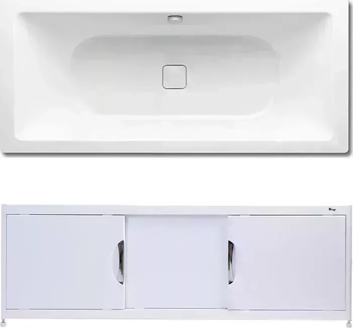 Стальная ванна Kaldewei Conoduo 733 Easy-Clean 180x80 с экраном Emmy Малибу и ножками
