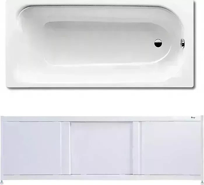 Стальная ванна Kaldewei Eurowa 312-1 170x70 с экраном Emmy Бриз и ножками
