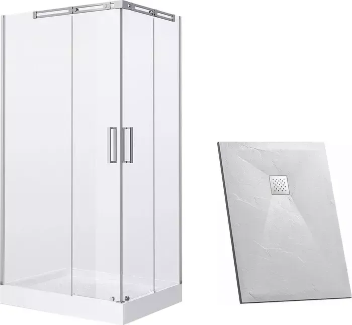 Душевой уголок Grossman Galaxy 120х80 с поддоном, прозрачный, хром, левый (GR-3120L, GR-S180120Q)