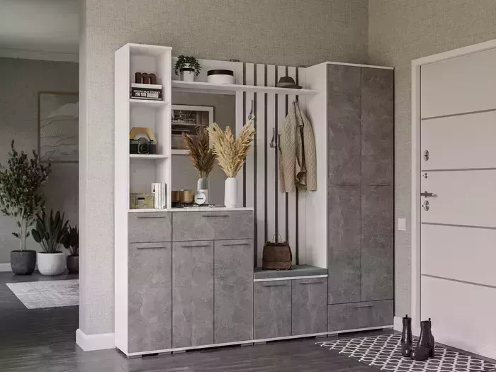 Прихожая Mebel Ars Калифорния (белый/ателье светлый)