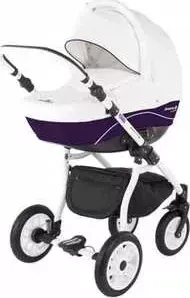 Коляска 2 в 1 ADAMEX модульная 2 в 1 Jogger Alu фиолетовый в белую точку - белый