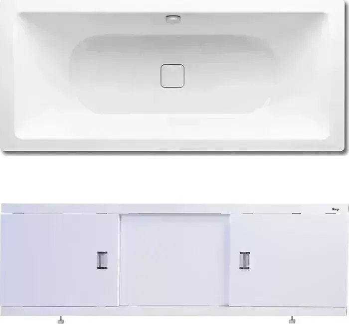 Стальная ванна Kaldewei Conoduo 733 Easy-Clean 180x80 с экраном Emmy Виктория и ножками