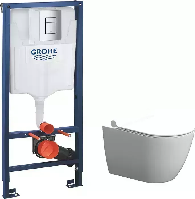 Комплект унитаза с инсталляцией Damixa Apollo с Grohe, сиденье микролифт (DX22C1700SC, 38772001)