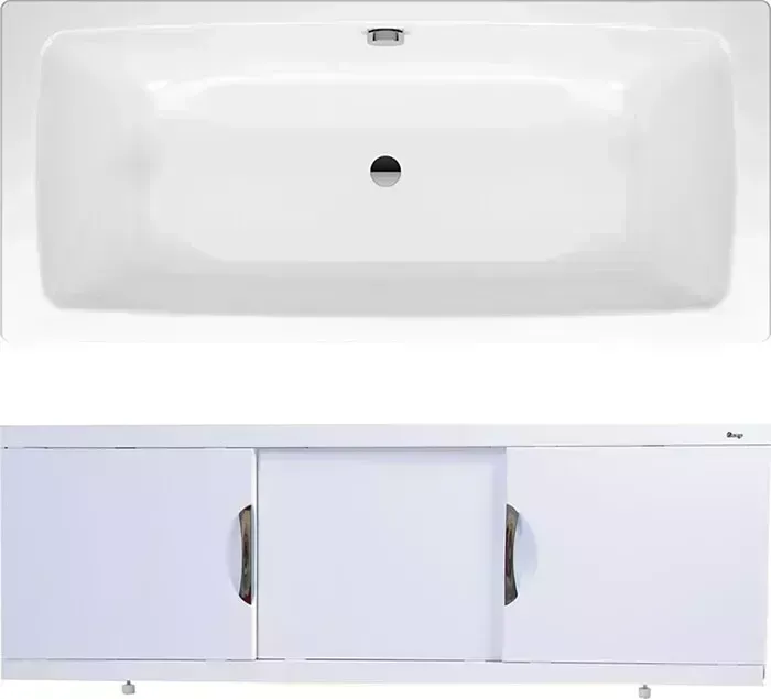 Стальная ванна Kaldewei Cayono Duo 725 180x80 с экраном Emmy Валенсия и ножками