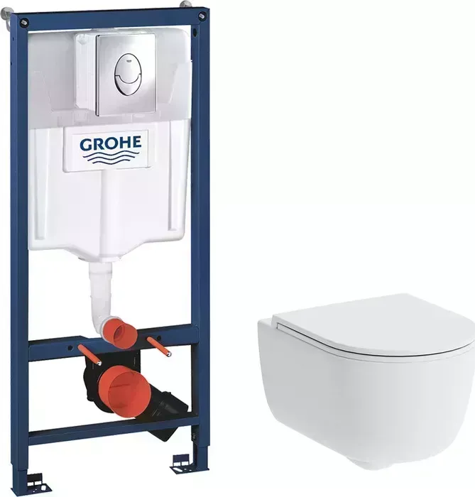 Комплект унитаза с инсталляцией Damixa Sirius с Grohe, сиденье микролифт (DX86C1800SC, 38721001)