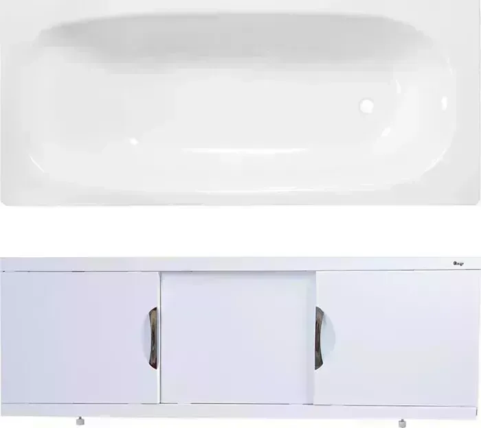 Стальная ванна ВИЗ Reimar 170x70 с экраном Emmy Валенсия и ножками, белая орхидея