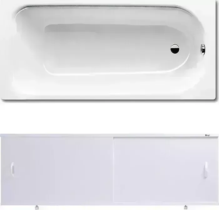 Стальная ванна Kaldewei Saniform Plus 361-1 Easy-Clean 150x70 с экраном Emmy Эко и ножками