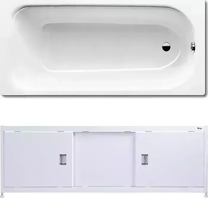 Стальная ванна Kaldewei Eurowa 310-1 150x70 с экраном Emmy Монро и ножками