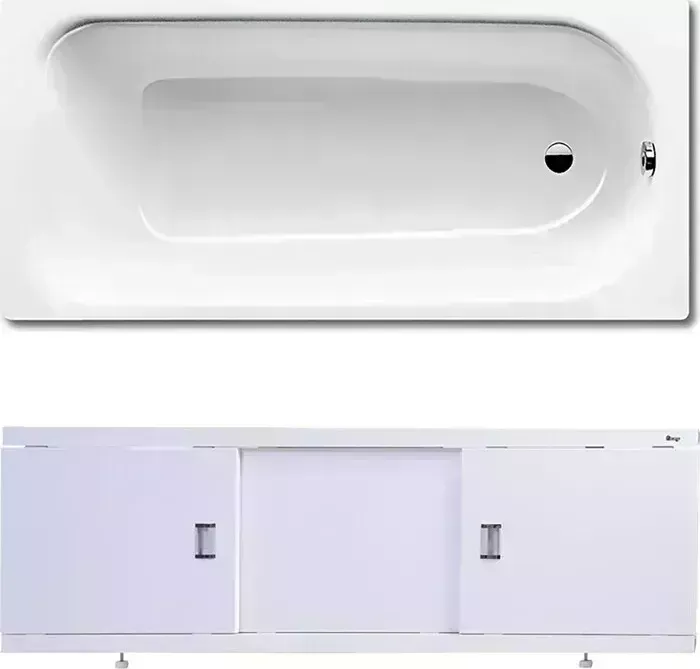 Стальная ванна Kaldewei Eurowa 311-1 160x70 с экраном Emmy Виктория и ножками