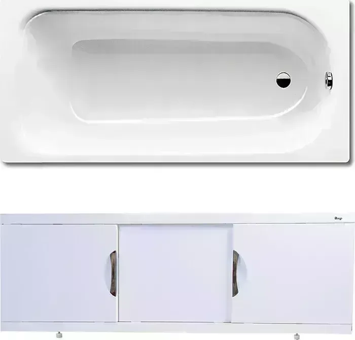Стальная ванна Kaldewei Saniform Plus 361-1 Easy-Clean 150x70 с экраном Emmy Валенсия и ножками