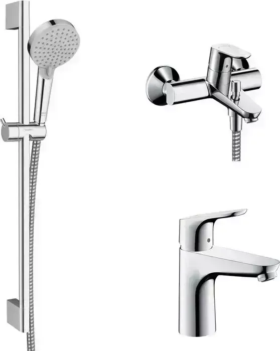 Комплект смесителей Hansgrohe Focus с душевым гарнитуром, хром (31948000, 31621000, 26275000)