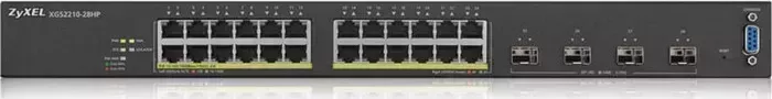 Коммутатор ZyXEL XGS2210-28HP, 24 port Gigabit L2 managed PoE+ switch, 375 Watt, 4x 10G (XGS2210-28HP-EU0101F) 24 L2 4x