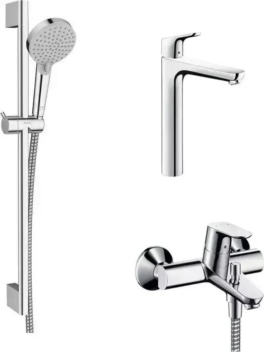 Комплект смесителей Hansgrohe Focus с душевым гарнитуром, хром (31948000, 31532000, 26275000)