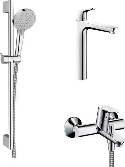 Комплект смесителей Hansgrohe Focus с душевым гарнитуром, хром (31948000, 31531000, 26275000)