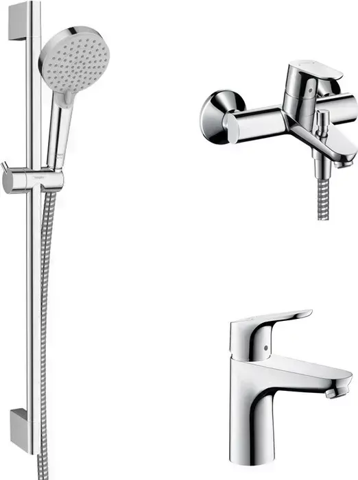Комплект смесителей Hansgrohe Focus с душевым гарнитуром, хром (31948000, 31607000, 26275000)