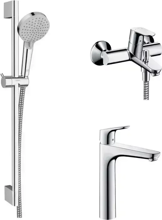 Комплект смесителей Hansgrohe Focus с душевым гарнитуром, хром (31948000, 31608000, 26275000)