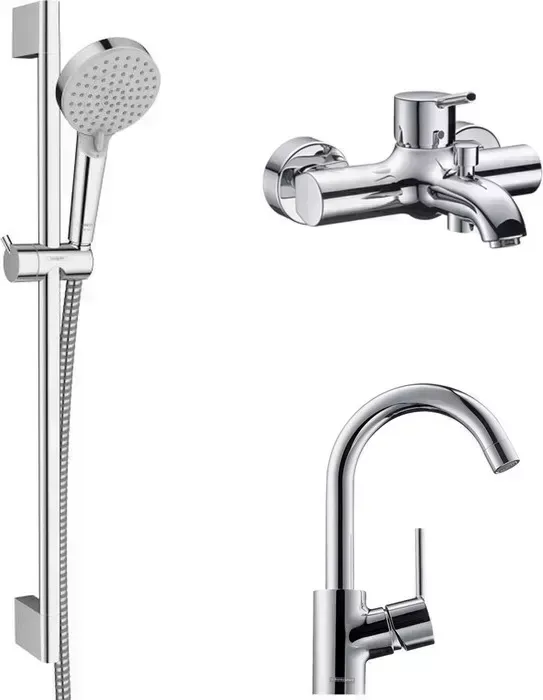 Комплект смесителей Hansgrohe Talis S с душевым гарнитуром, хром (32420000, 32070000, 26275000)