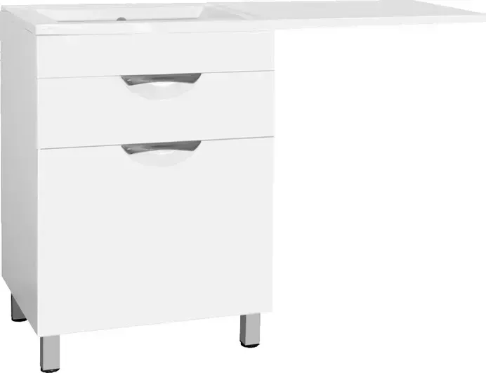 Тумба с раковиной Style line с Жасмин 60 (120L) с бельевой корзиной, под стиральную машину, белая (4650134471441, ФР-00001490) с 60 с