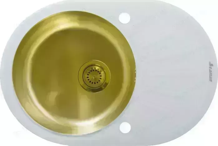 Мойка кухонная Seaman Eco Glass SMG-730W Gold (PVD) вентиль-автомат (SMG-730W-Gold.B) .B PVD