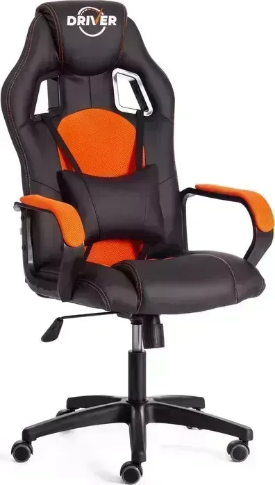 Кресло офисное TetChair Driver (22) кож/зам/ткань, черный/оранжевый 36-6/TW-07