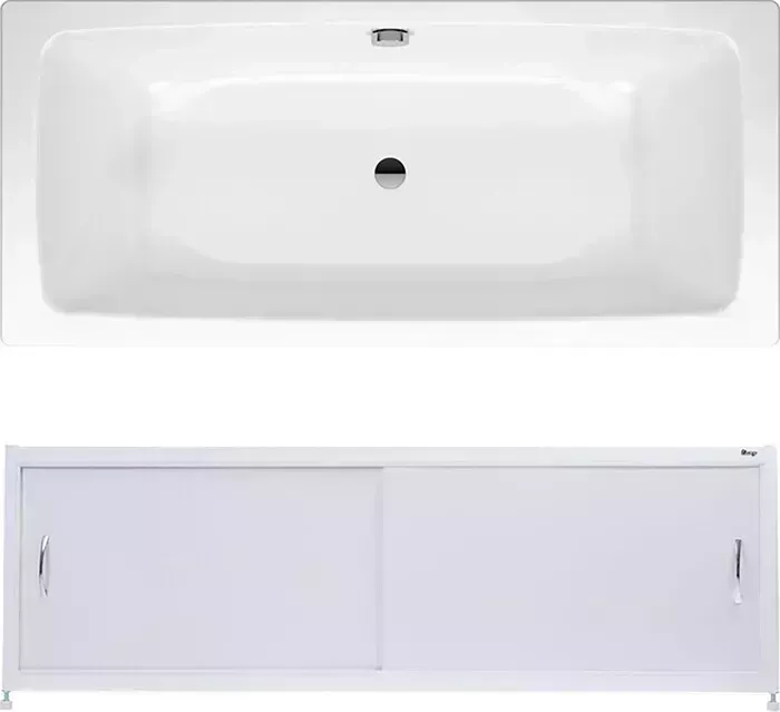 Стальная ванна Kaldewei Cayono Duo 725 180x80 с экраном Emmy Бланка и ножками