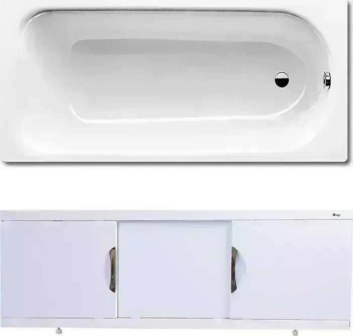 Стальная ванна Kaldewei Eurowa 310-1 150x70 с экраном Emmy Валенсия и ножками