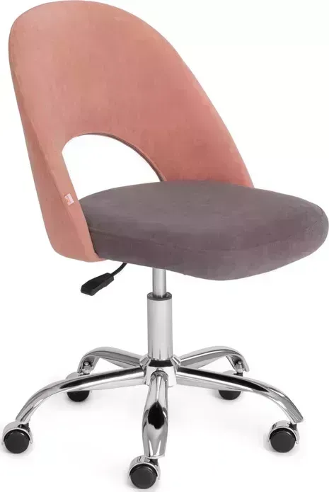 Кресло офисное TetChair Latina флок розовый/серый 137/29
