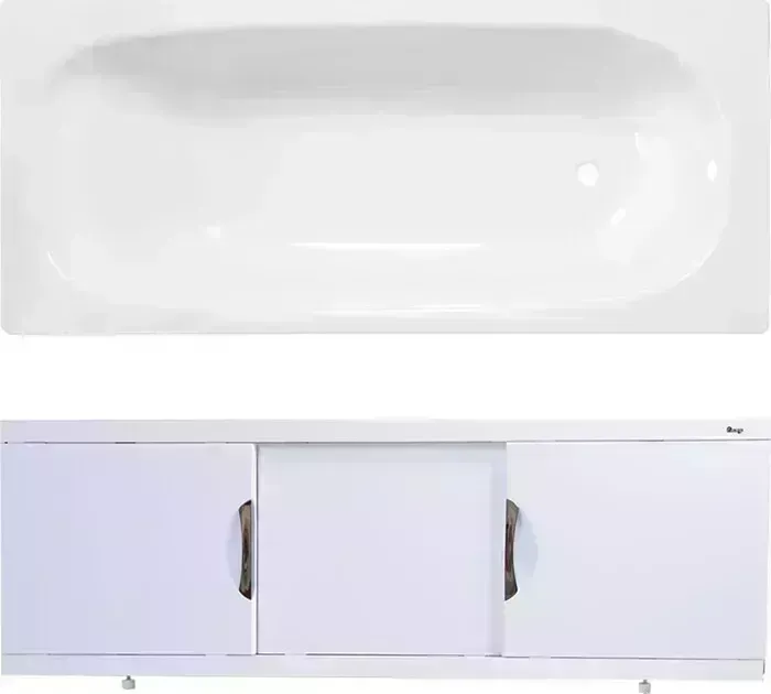 Стальная ванна ВИЗ Reimar 150x70 с экраном Emmy Валенсия и ножками, белая орхидея