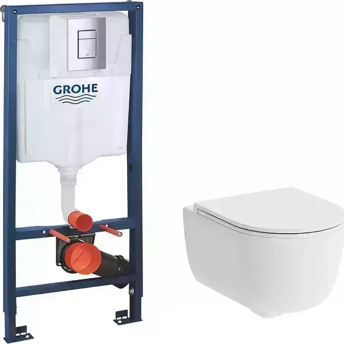 Комплект унитаза с инсталляцией Damixa Sirius с Grohe, сиденье микролифт (DX86C1800SC, 38772001)
