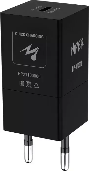 Сетевое зарядное устройство Hiper (СЗУ) HP-WC010 3A PD+QC универсальное черный
