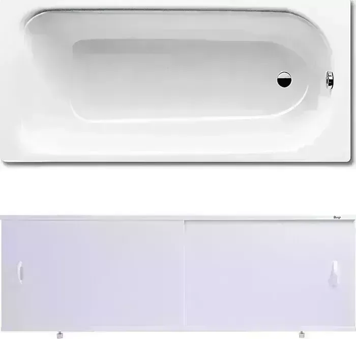 Стальная ванна Kaldewei Eurowa 310-1 150x70 с экраном Emmy Эко и ножками