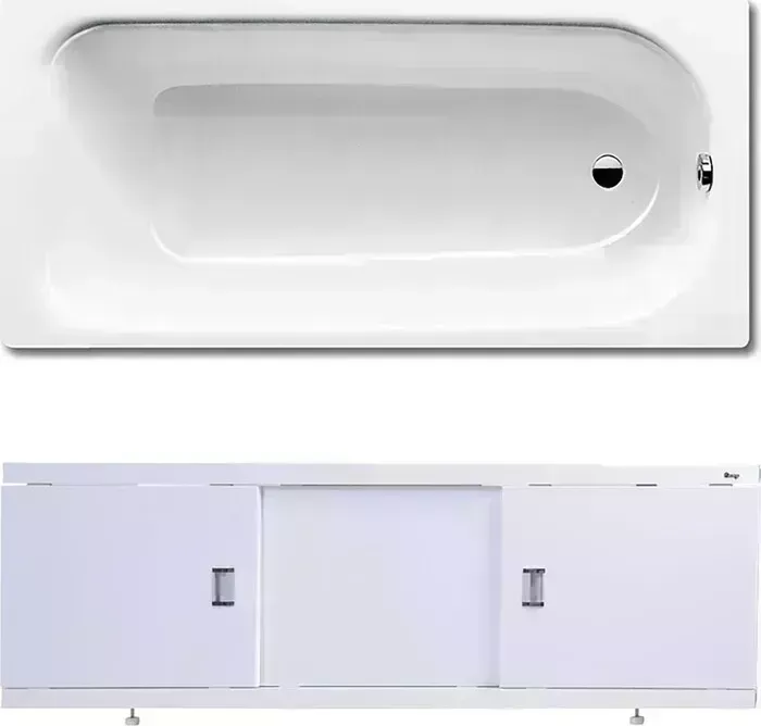 Стальная ванна Kaldewei Eurowa 310-1 150x70 с экраном Emmy Виктория и ножками