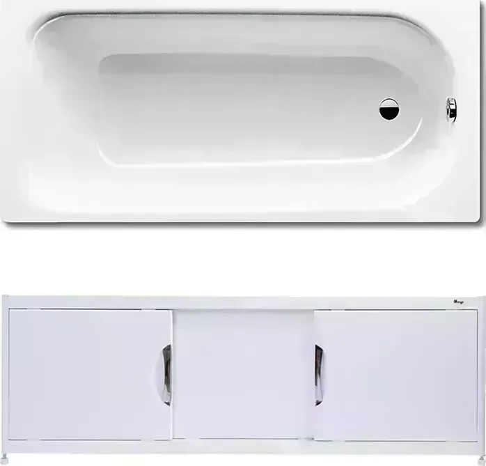 Стальная ванна Kaldewei Eurowa 311-1 160x70 с экраном Emmy Малибу и ножками