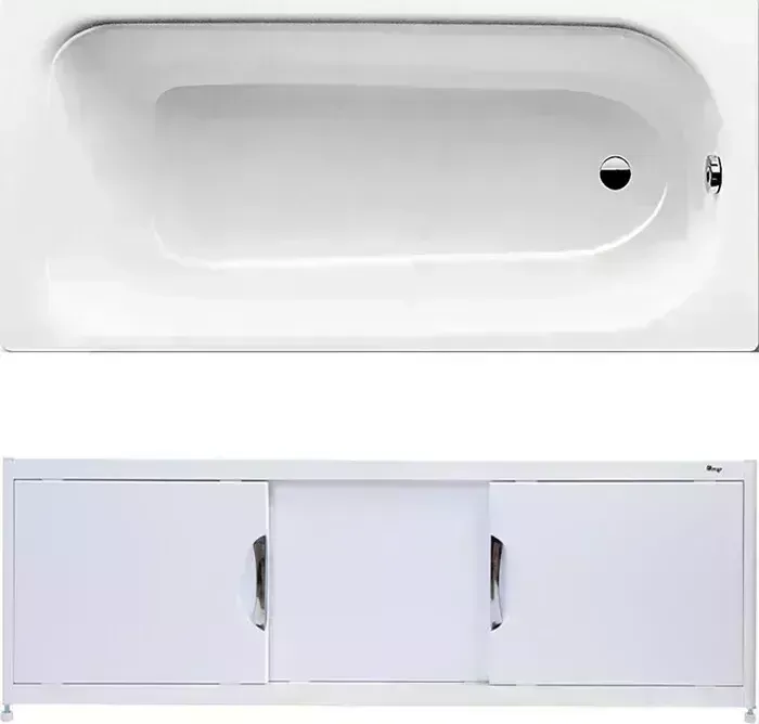 Стальная ванна Kaldewei Saniform Plus 363-1 170x70 с экраном Emmy Малибу и ножками