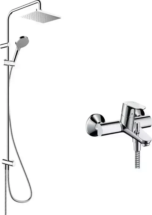 Смеситель для ванны Hansgrohe Focus с душевым гарнитуром, хром (31948000, 26282000)