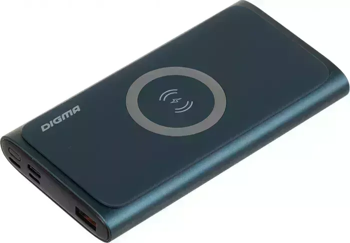 Внешний аккумулятор Digma DGPQ10G 10000mAh 3A QC PD 20W 1xUSB беспров.зар. синий (DGPQ10G22CBL) 3A QC PD