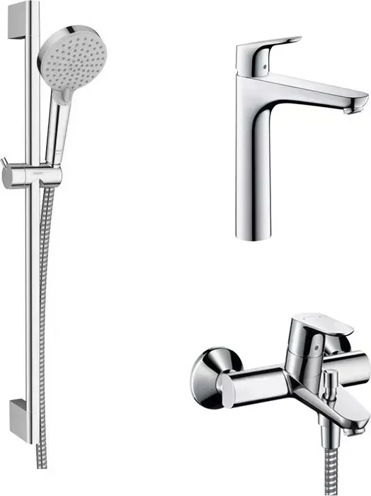 Комплект смесителей Hansgrohe Focus с душевым гарнитуром, хром (31948000, 31518000, 26275000)